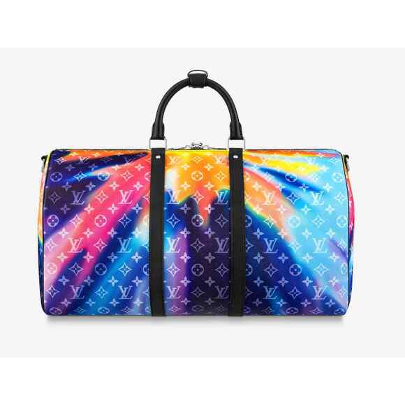Louis Vuitton Keepall Bandouliere 50 Sunset Multicolor Black Weekend Travel Bag - Picture 8 of 12